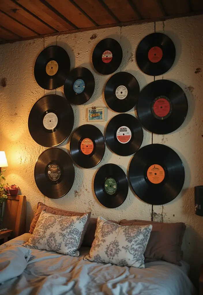 25 Album Cover Wall Decor Bedroom Ideas That Show Off Your Music Style - 1. Vinyl Records as Wall Art