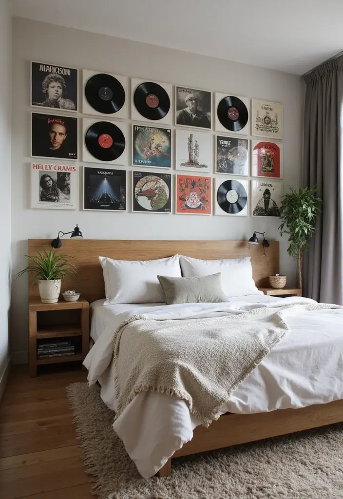 25 Album Cover Wall Decor Bedroom Ideas That Show Off Your Music Style - 14. Wall-mounted Vinyl Storage