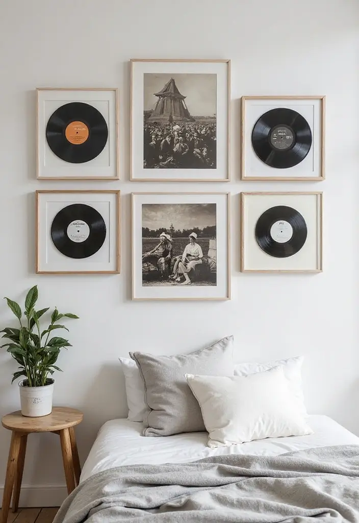 25 Album Cover Wall Decor Bedroom Ideas That Show Off Your Music Style - 2. Framed Album Covers