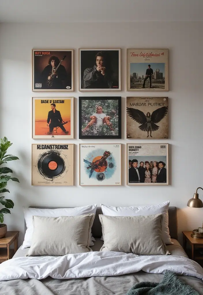 25 Album Cover Wall Decor Bedroom Ideas That Show Off Your Music Style - 22. Modular Art Displays