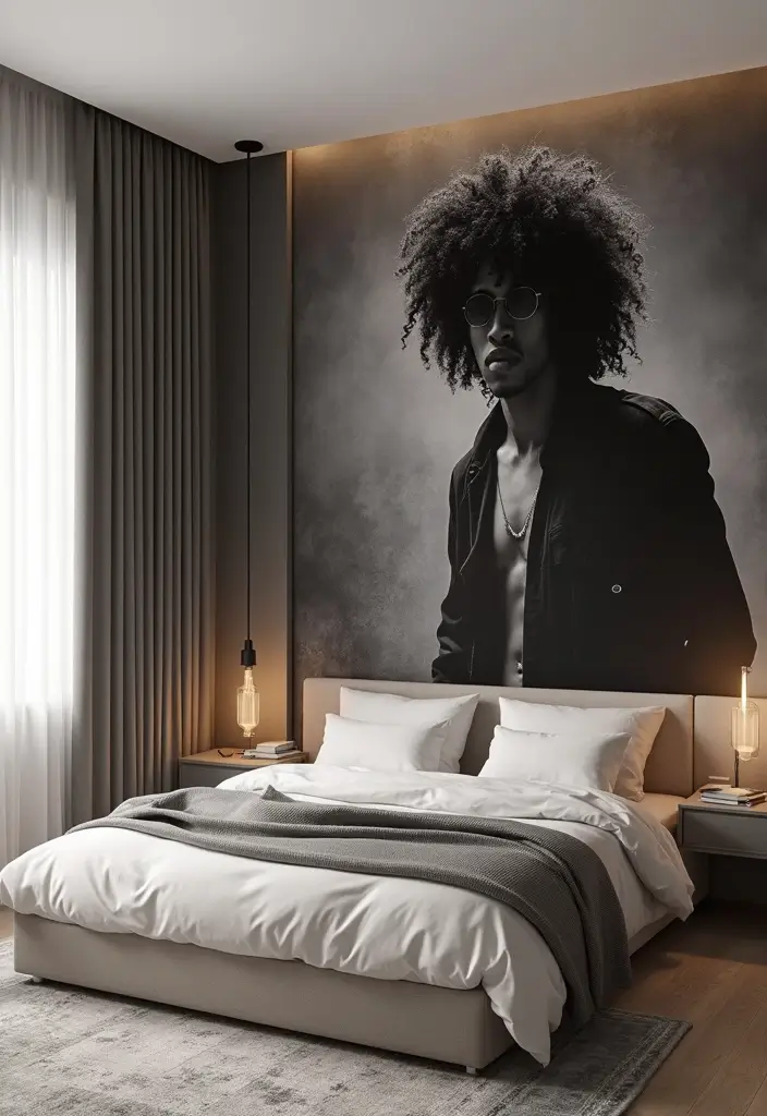 25 Album Cover Wall Decor Bedroom Ideas That Show Off Your Music Style - 3. Wall Mural of Your Favorite Artists