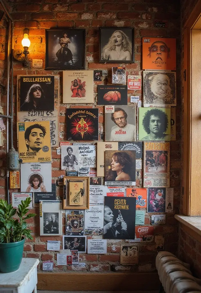 25 Album Cover Wall Decor Bedroom Ideas That Show Off Your Music Style - 6. Collage of Music Moments