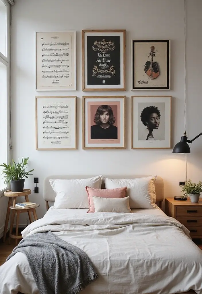 25 Album Cover Wall Decor Bedroom Ideas That Show Off Your Music Style - 7. Music Notes and Art