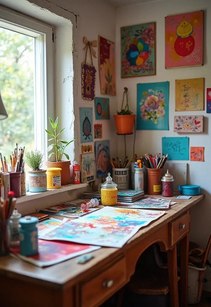 25 Bedroom Desk Ideas Aesthetic That Boost Productivity & Style - 10. Artsy Inspirations