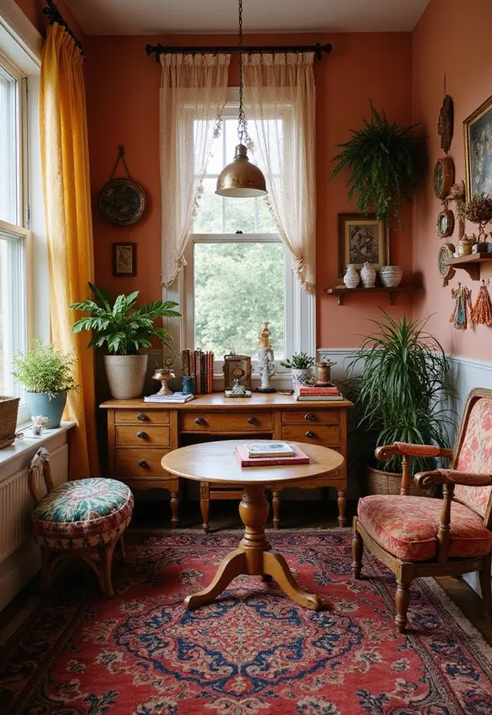 25 Bedroom Desk Ideas Aesthetic That Boost Productivity & Style - 2. Cozy Bohemian Nook