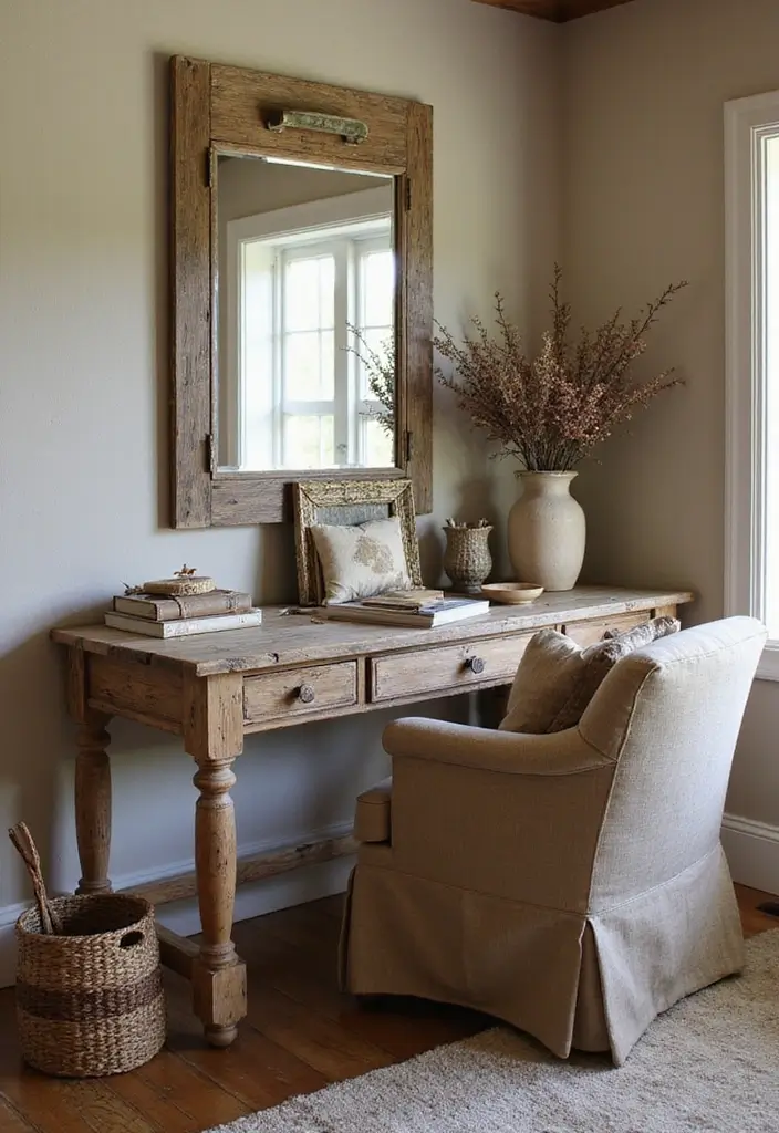 25 Bedroom Desk Ideas Aesthetic That Boost Productivity & Style - 20. Rustic Charm