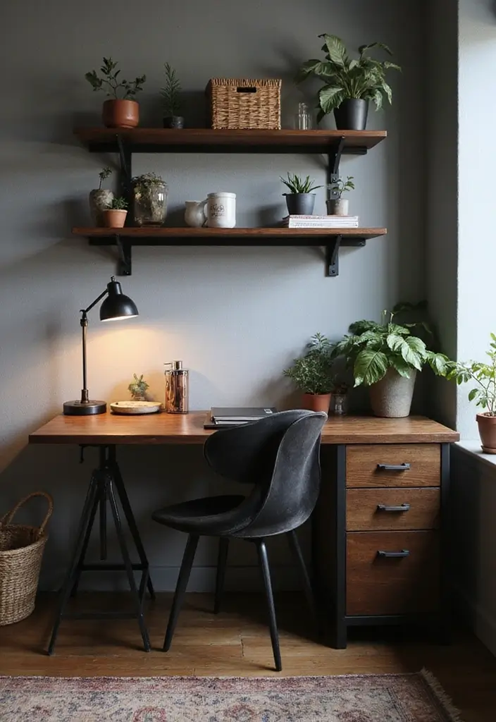 25 Bedroom Desk Ideas Aesthetic That Boost Productivity & Style - 3. Industrial Chic