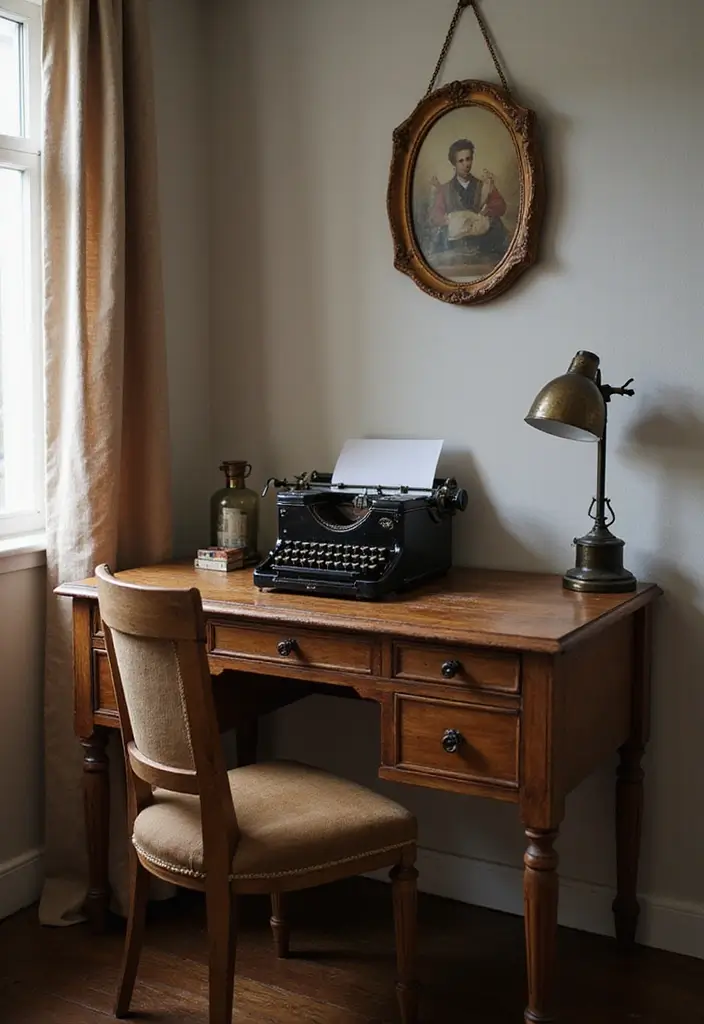 25 Bedroom Desk Ideas Aesthetic That Boost Productivity & Style - 8. Vintage Vibes