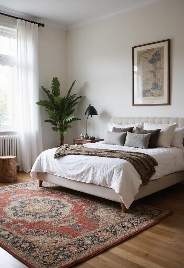 25 Bedroom Ideas for Women in Their 20s That Feel Chic & Fresh - 16. Unique Rugs to Define Spaces