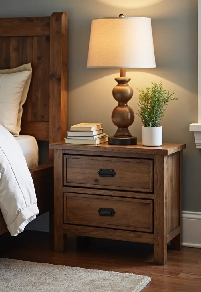 25 Bedroom Side Table Ideas That Look Cute & Functional - 1. Reclaimed Wood Charm