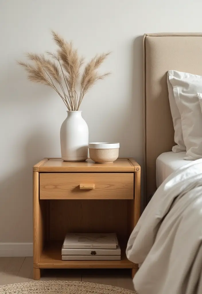 25 Bedroom Side Table Ideas That Look Cute & Functional - 2. Bamboo Bliss