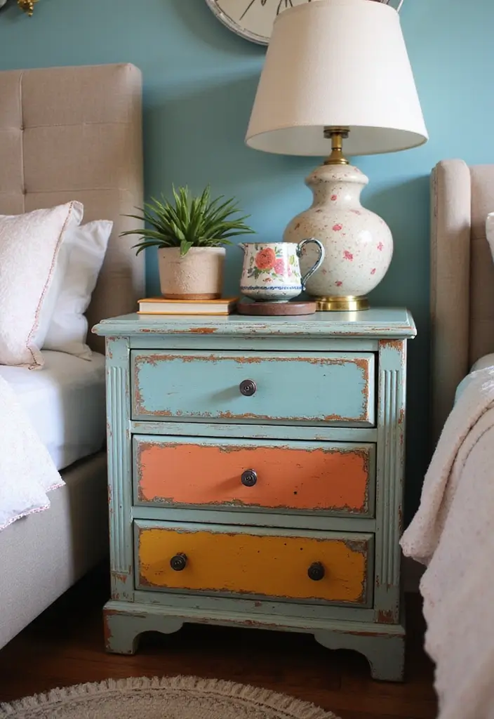 25 Bedroom Side Table Ideas That Look Cute & Functional - 3. Upcycled Nightstand Designs