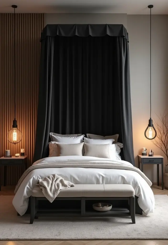 25 Black Canopy Bedroom Ideas That Add Drama and Elegance - 10. Serene Spa Retreat