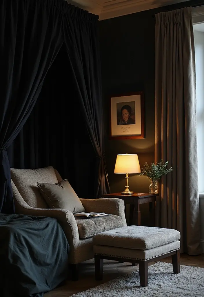25 Black Canopy Bedroom Ideas That Add Drama and Elegance - 12. Cozy Nook
