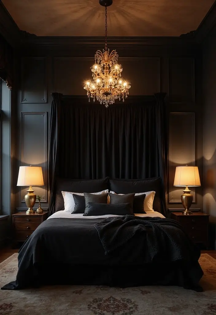 25 Black Canopy Bedroom Ideas That Add Drama and Elegance - 7. Enlightened Space