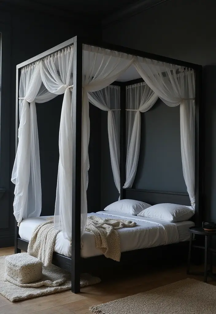25 Black Canopy Bedroom Ideas That Add Drama and Elegance - 8. Layered Canopies