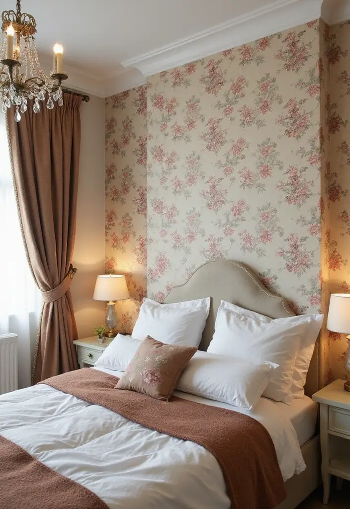 25 Cottage Core Bedroom Ideas That Bring Whimsical Charm Home - 10. Floral Wallpaper