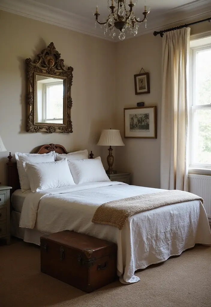 25 Cottage Core Bedroom Ideas That Bring Whimsical Charm Home - 11. Antique Finds