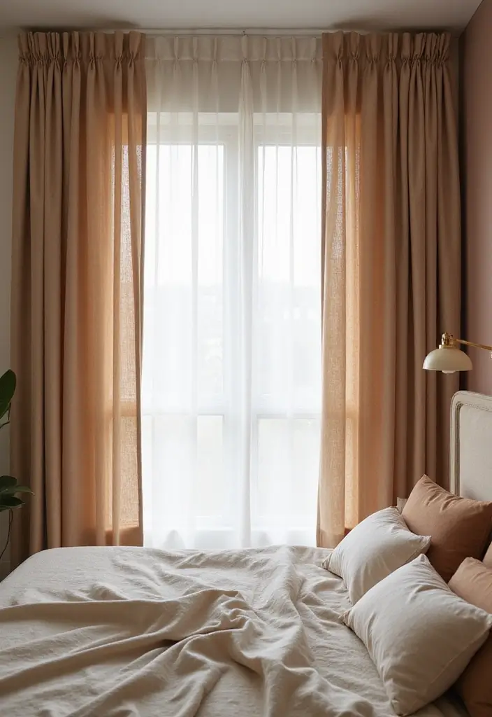 25 Cottage Core Bedroom Ideas That Bring Whimsical Charm Home - 22. Layered Curtains