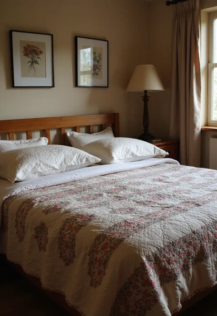 25 Cottage Core Bedroom Ideas That Bring Whimsical Charm Home - 9. Quilted Bedspreads