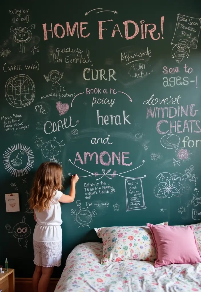 25 Girls Bedroom Ideas for Ages 8–10 That She’ll Absolutely Love - 15. Personalized Chalkboard Wall