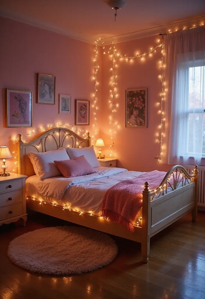 25 Girls Bedroom Ideas for Ages 8–10 That She’ll Absolutely Love - 16. Magical Fairy Lights