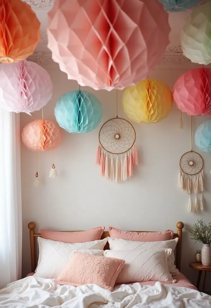 25 Girls Bedroom Ideas for Ages 8–10 That She’ll Absolutely Love - 25. Colorful Ceiling Decor