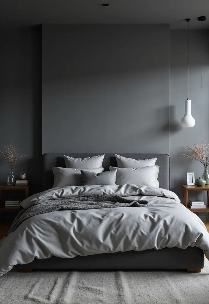 25 Grey Headboard Bedroom Ideas That Feel Classy and Versatile - 9. Elegant Monochrome Scheme