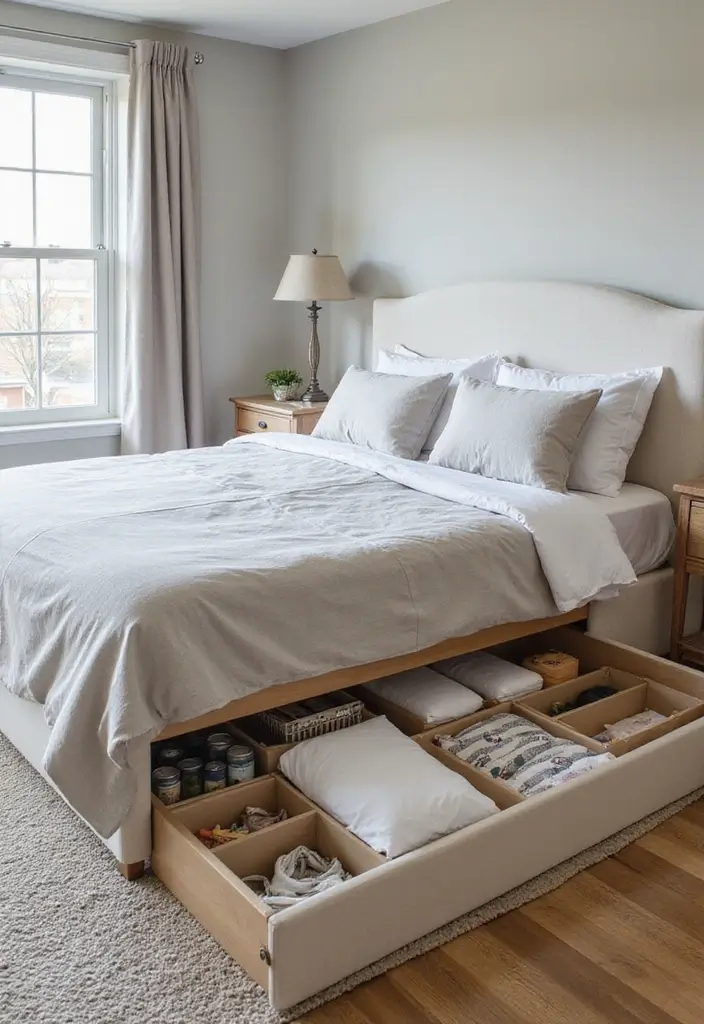 25 King Size Bed in Small Bedroom Ideas That Actually Work - 1. Under-Bed Storage Solutions