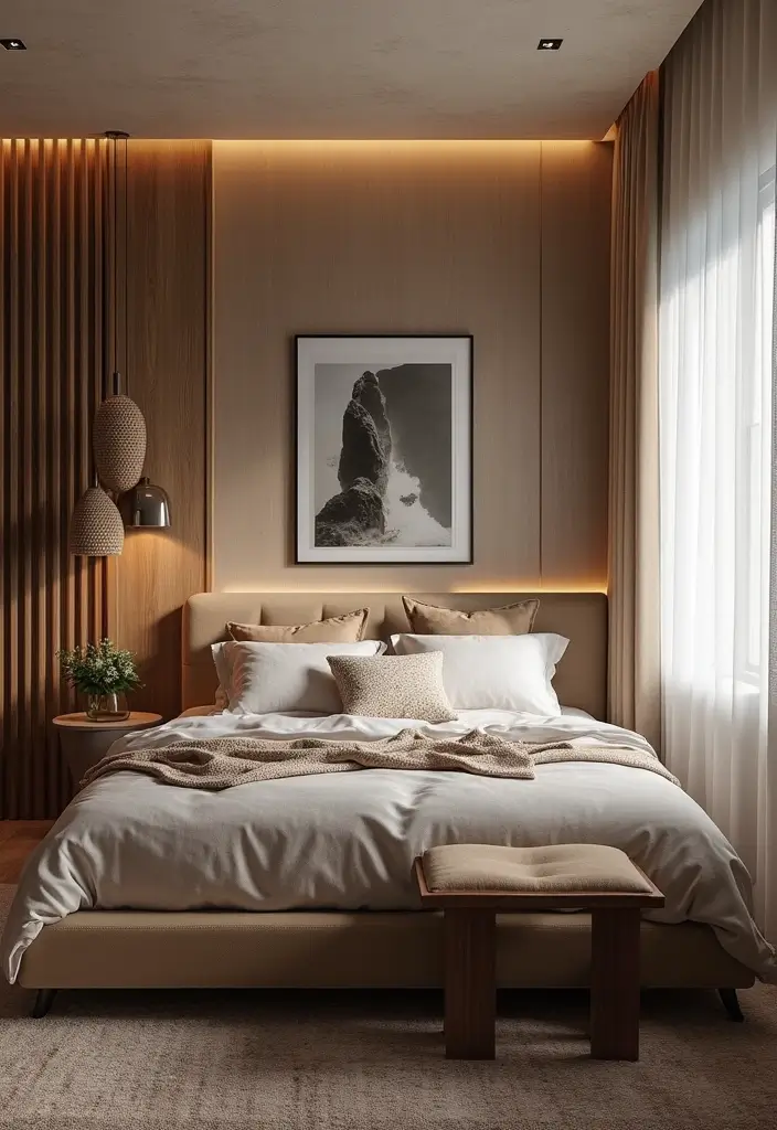 25 King Size Bed in Small Bedroom Ideas That Actually Work - 21. Textured Elements