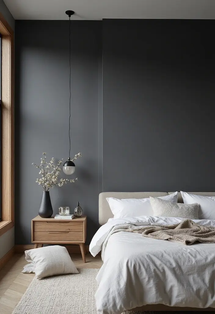 25 Paint Ideas for Bedroom That Completely Transform Your Space - 13. Charcoal Gray for a Modern Edge