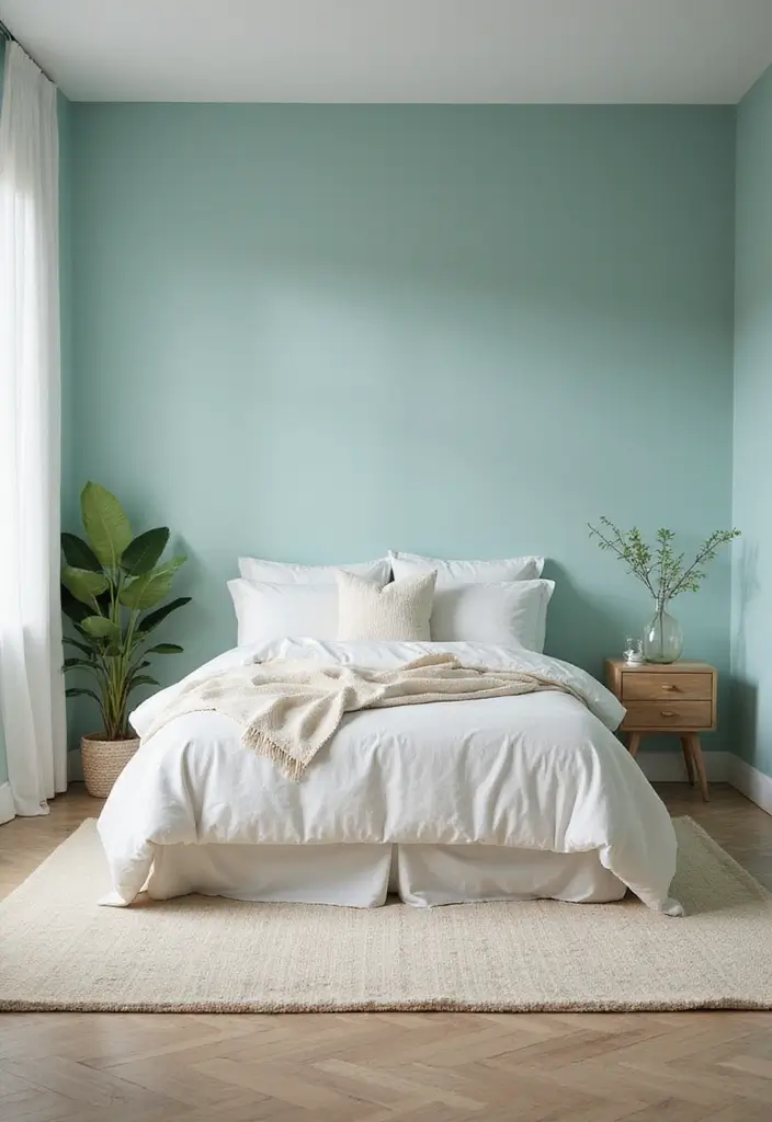 25 Paint Ideas for Bedroom That Completely Transform Your Space - 16. Muted Aqua for a Refreshing Escape