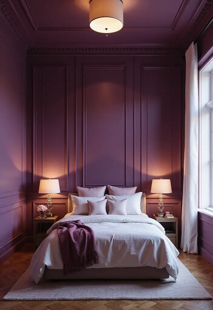 25 Paint Ideas for Bedroom That Completely Transform Your Space - 17. Enchanting Plum for a Touch of Glam