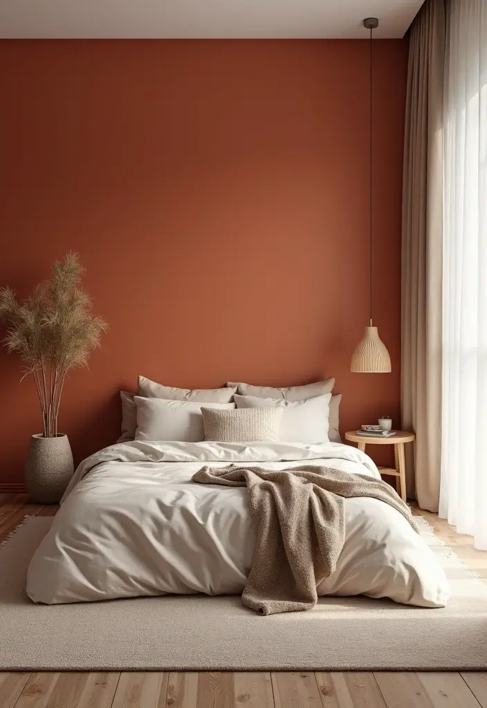 25 Paint Ideas for Bedroom That Completely Transform Your Space - 2. Bold Terracotta to Warm Up the Space