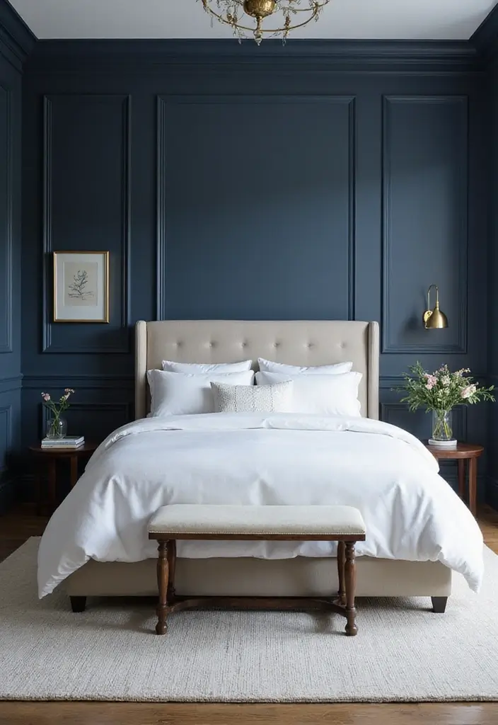 25 Paint Ideas for Bedroom That Completely Transform Your Space - 23. Classic Navy for Timeless Sophistication