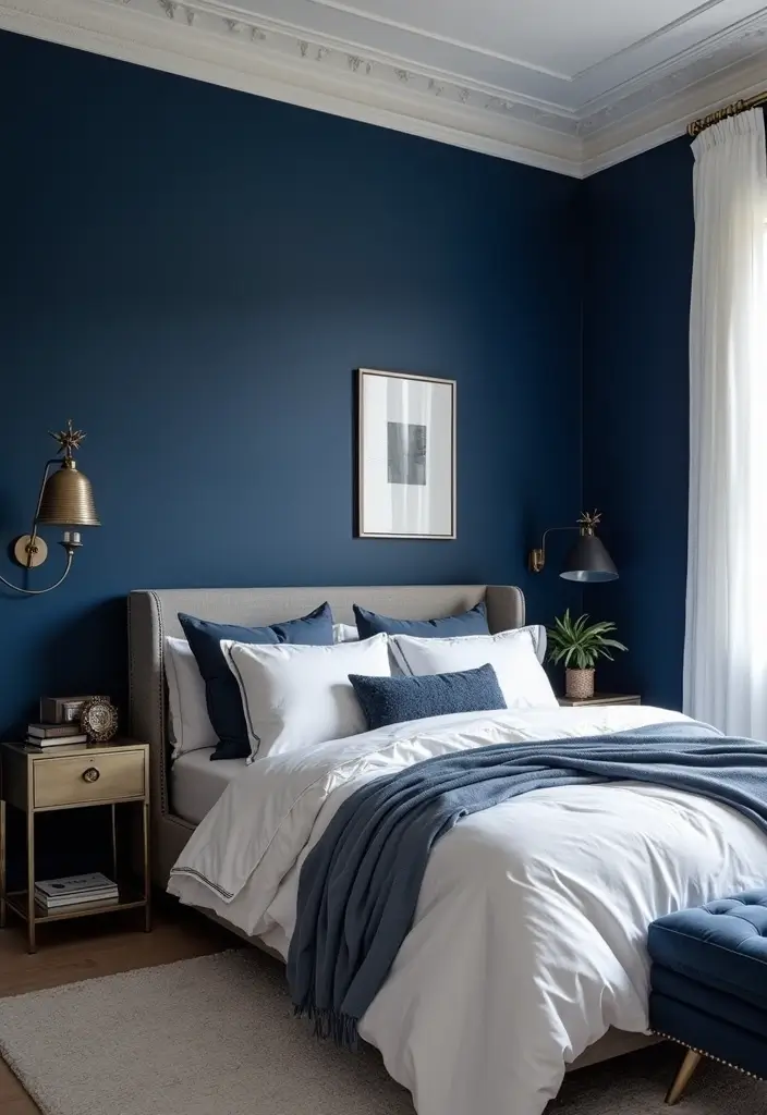 25 Paint Ideas for Bedroom That Completely Transform Your Space - 9. Bold Indigo for a Statement Piece