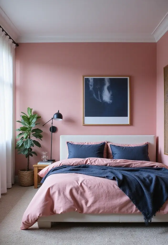 25 Pink Bedroom Ideas for Adults That Feel Romantic and Refined - 17. Striking Contrast