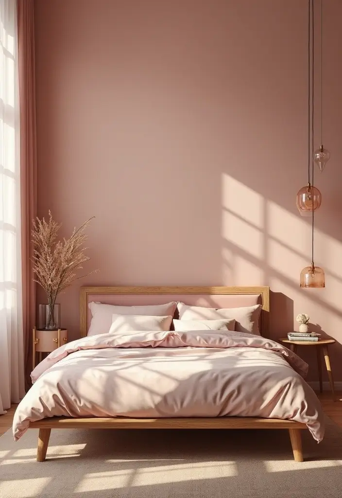 25 Pink Bedroom Ideas for Adults That Feel Romantic and Refined - 19. Pink and Wood Warmth