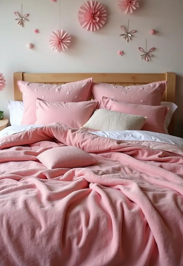 25 Pink Bedroom Ideas for Adults That Feel Romantic and Refined - 23. Whimsical Pink Beddings