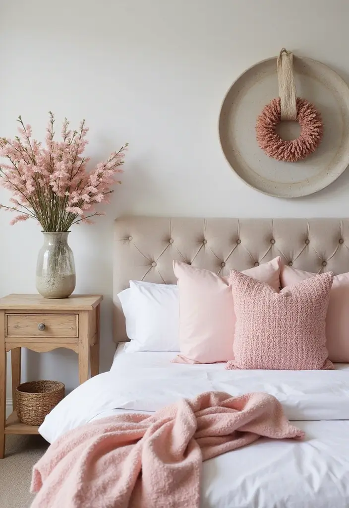 25 Pink Bedroom Ideas for Adults That Feel Romantic and Refined - 25. Seasonal Pink Decor