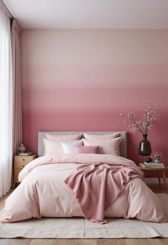 25 Pink Bedroom Ideas for Adults That Feel Romantic and Refined - 5. Ombre Pink Delight