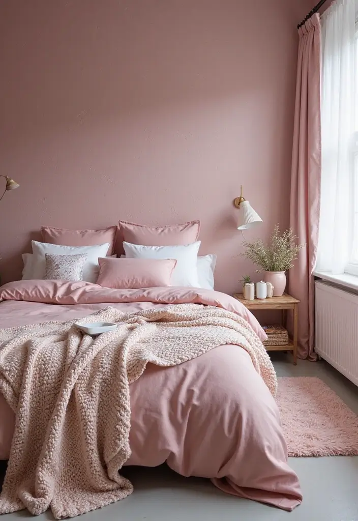 25 Pink Bedroom Ideas for Adults That Feel Romantic and Refined - 8. Textured Layers