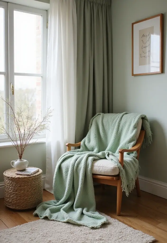 25 Sage Green Bedroom Ideas That Are Peaceful and Elegant - 11. Sage Green Throw Blankets