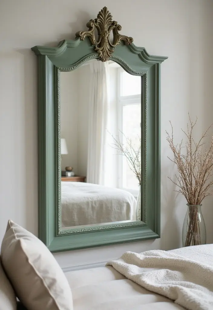 25 Sage Green Bedroom Ideas That Are Peaceful and Elegant - 12. Sage Green Mirrors
