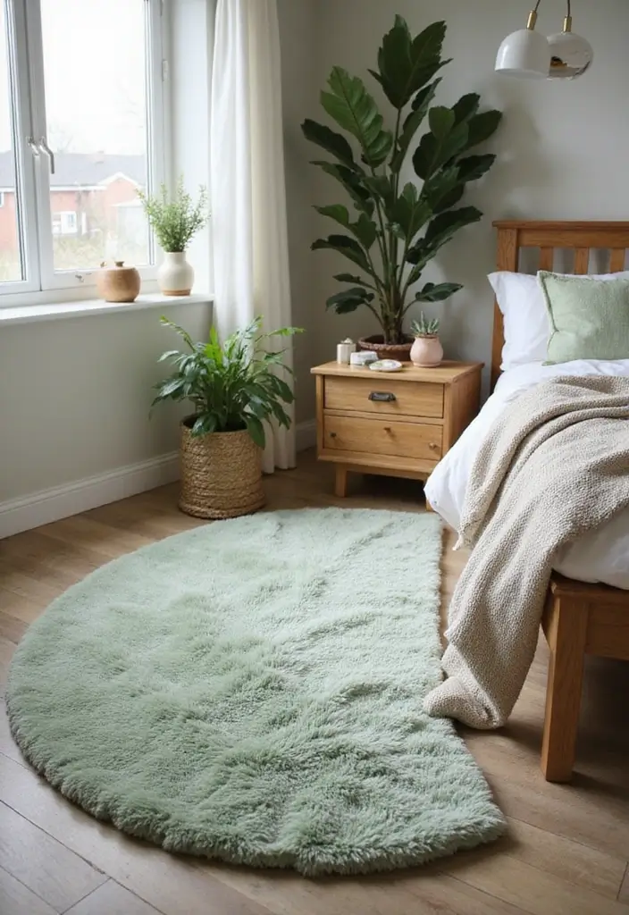 25 Sage Green Bedroom Ideas That Are Peaceful and Elegant - 4. Sage Green Rugs