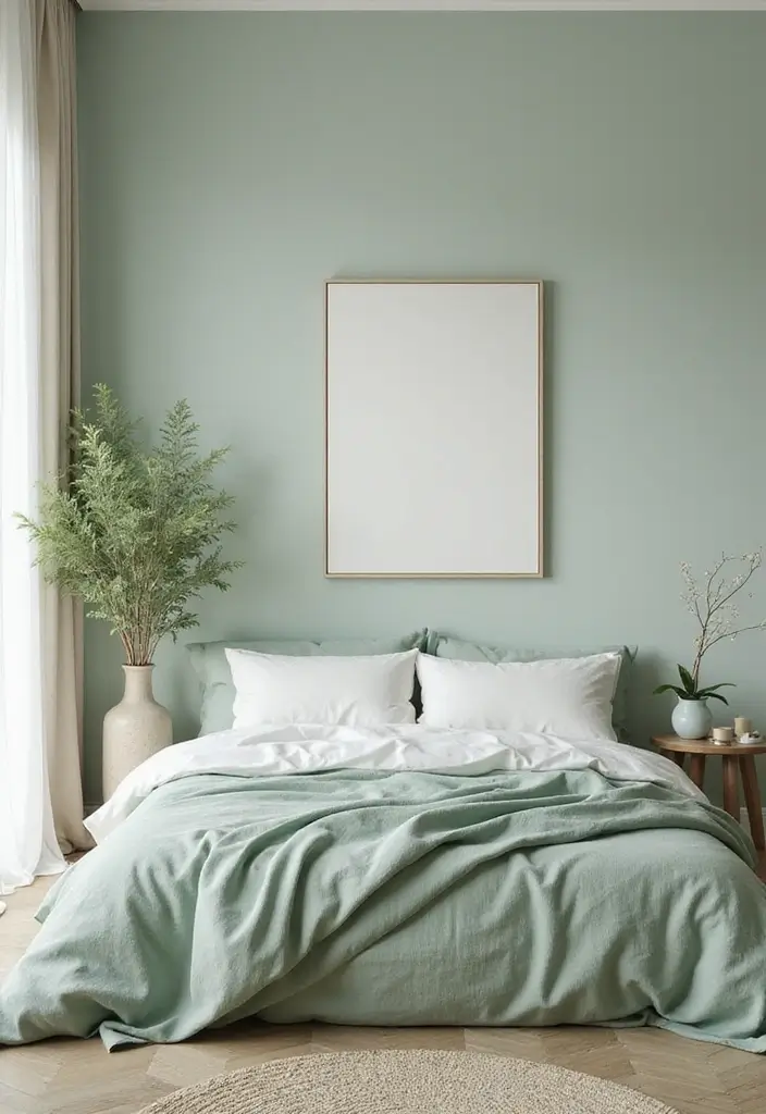 25 Sage Green Bedroom Ideas That Are Peaceful and Elegant - 7. Minimalist Sage Green Decor