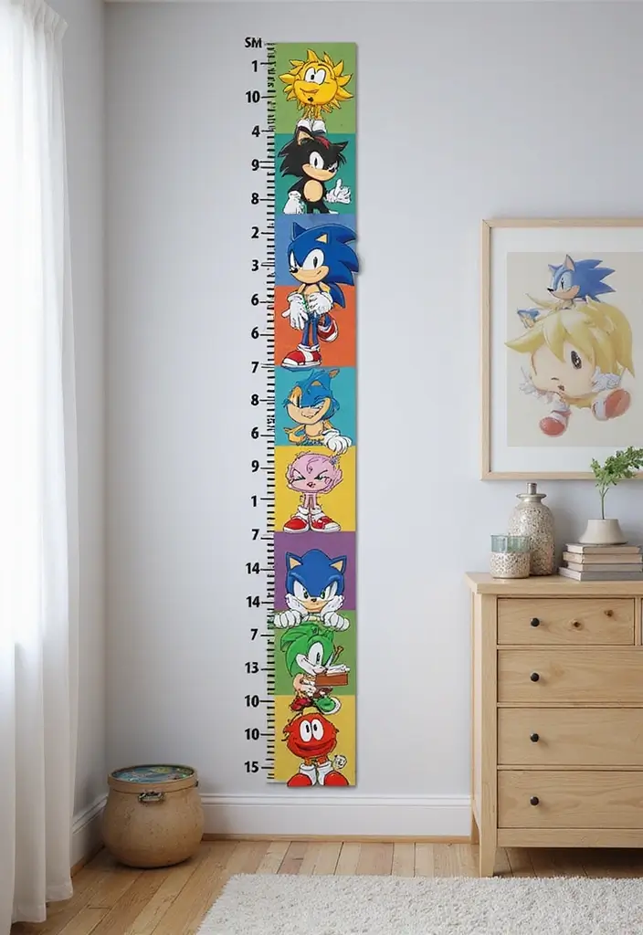 25 Sonic Bedroom Ideas for Kids Rooms That Bring Speed & Fun - 12. Sonic Growth Charts