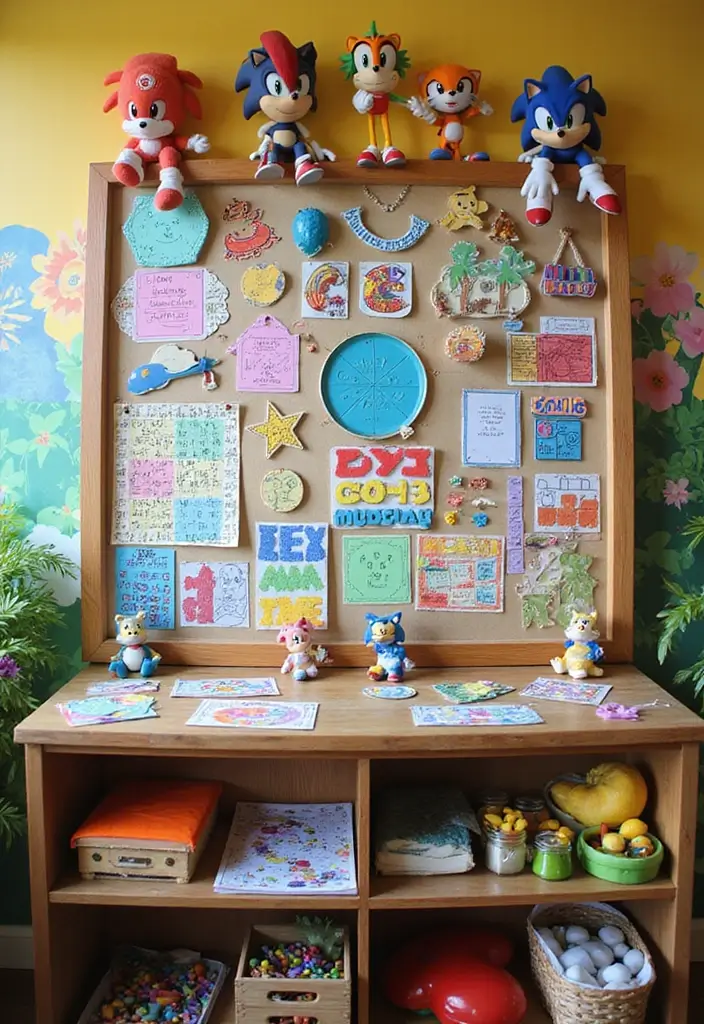 25 Sonic Bedroom Ideas for Kids Rooms That Bring Speed & Fun - 19. Sonic-Themed Activity Board