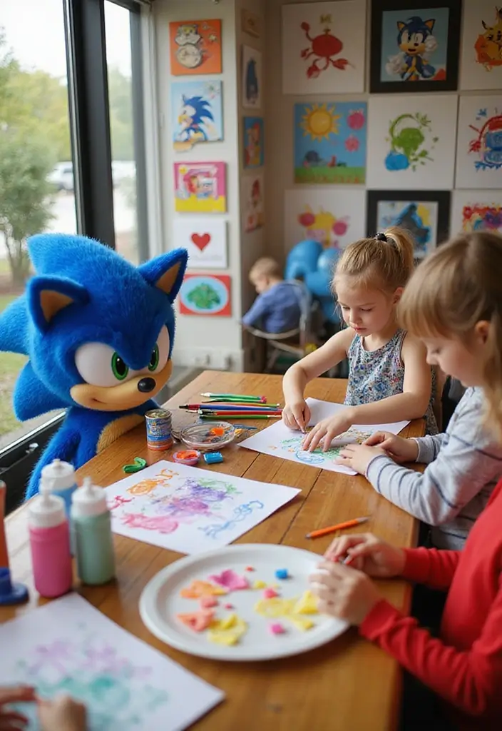 25 Sonic Bedroom Ideas for Kids Rooms That Bring Speed & Fun - 24. Sonic-Themed Crafts Station