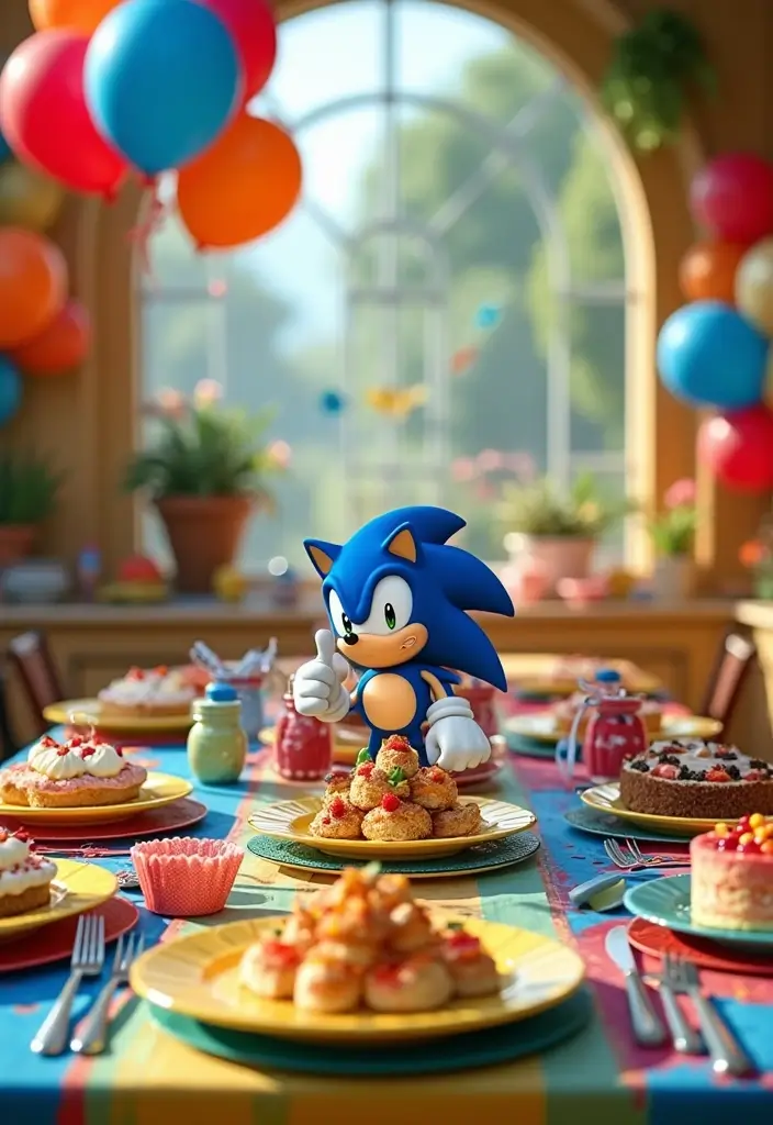 25 Sonic Bedroom Ideas for Kids Rooms That Bring Speed & Fun - 25. Sonic-Themed Party Decor